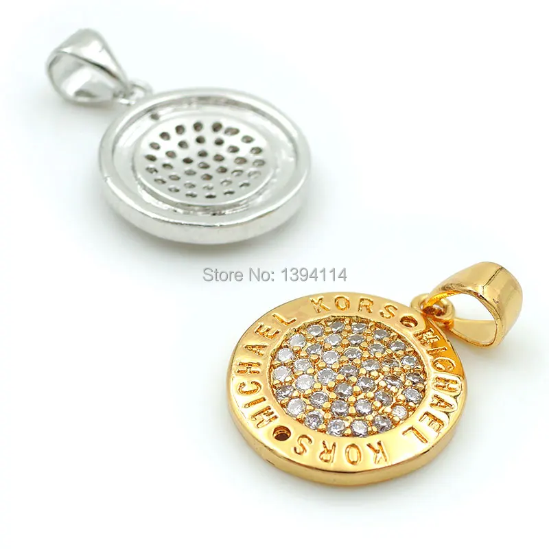 16*14*2 мм Micro Pave Clear CZ круглое очарование подходит для мужчин и женщин делая ожерелья ювелирные изделия