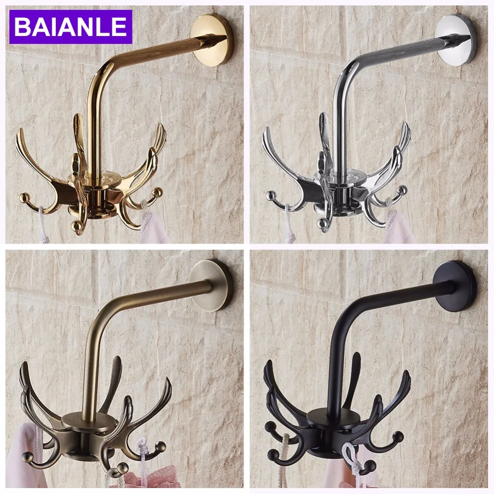

Wall Mounted Swivel Europe Clothes Hook Bathroom Accessories Rotate Robe Hooks Antique Towel Hook Zinc Alloy