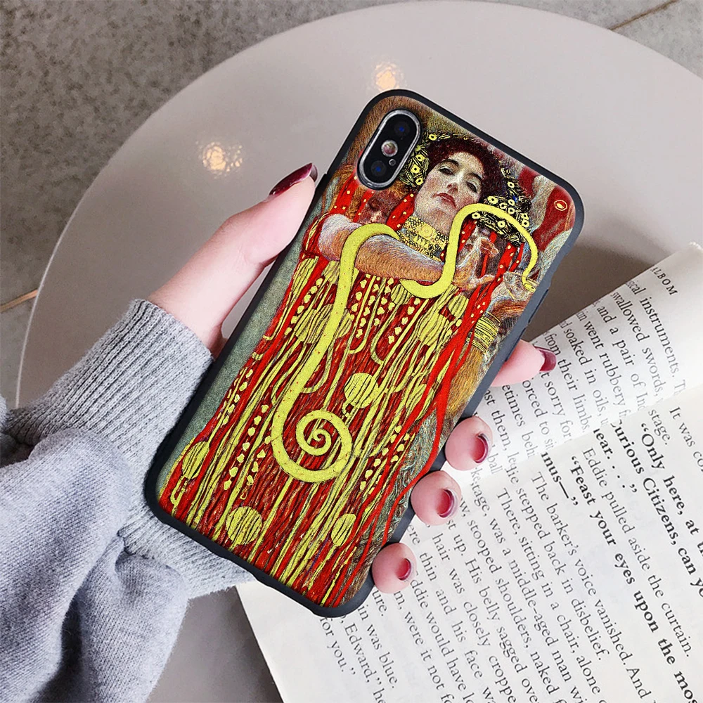 Мягкий силиконовый чехол Gustav Klimt с рисунком поцелуя чехол для iPhone 5 5S SE 6 6S Plus XR XS Max 7 8 Plus X 10