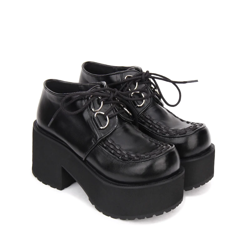 Princess sweet lolita shoes Custom age Gothic Lolita lace round thick high-heeled punk bottom Muffin women pu9715 Обувь