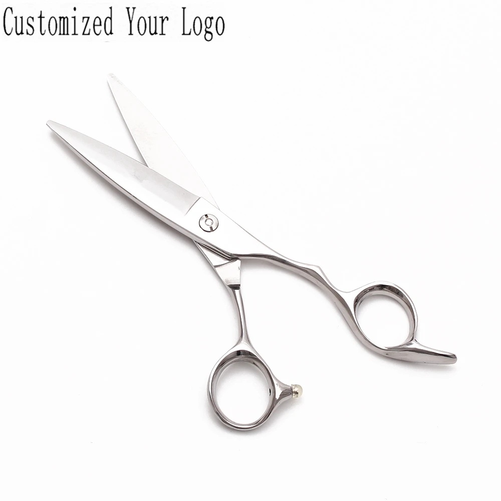 

9123# 6" Customize Logo 440C Hairdressing Shears Silver Normal Scissors Micro Sawtooth Cutting Shears Professional Hair Scissors