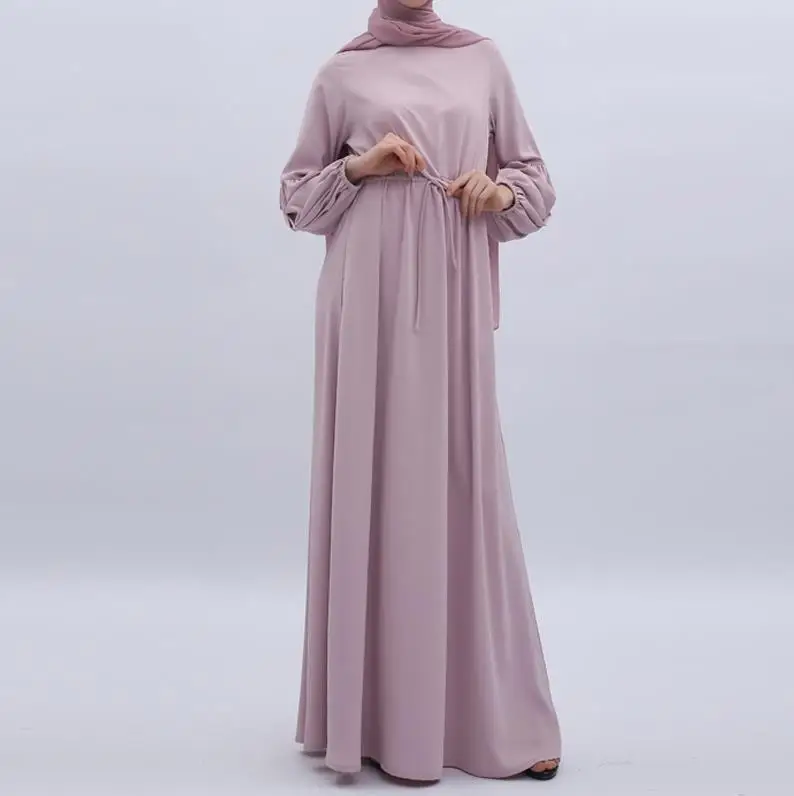 Pink dress Vestidos Длинные Арабский абайя Дубай мусульманское Макси платье для женщин кафтан Elbise Eid хиджаб турецкий платья jilbabe Femme Musulman - Цвет: Pink dress