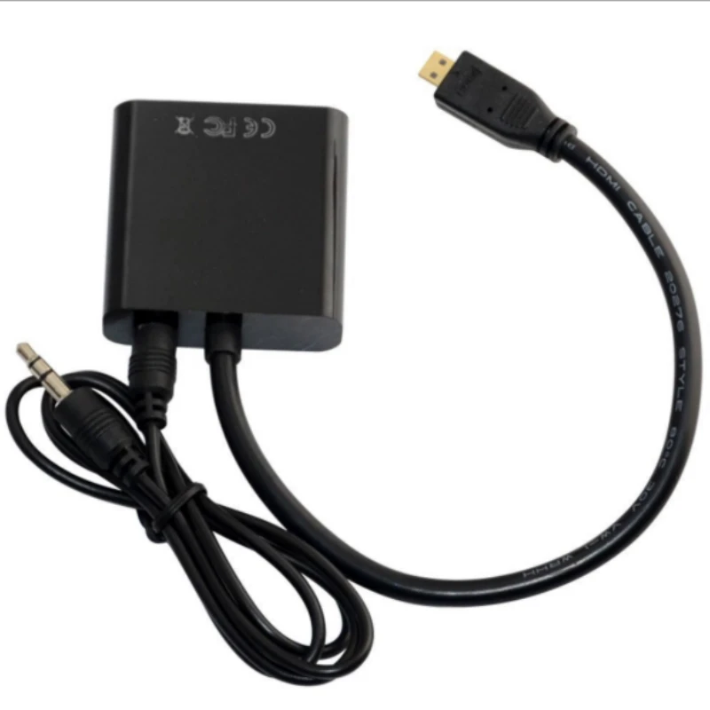 Микро HDMI в VGA аудио конвертер адаптер кабель 1080p мужчин и женщин для HD HDTV ПК