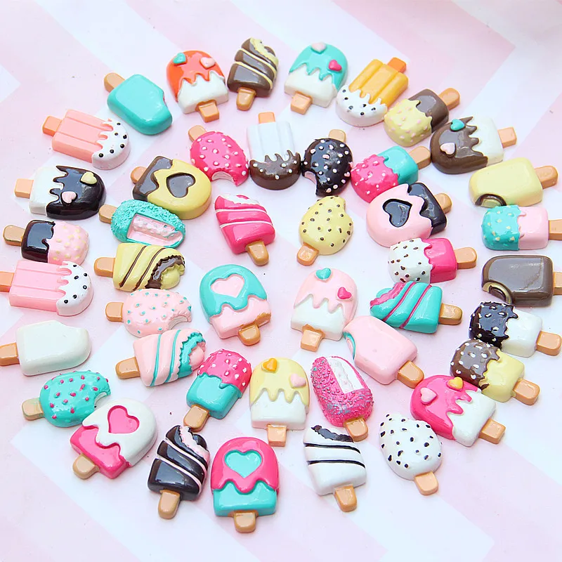 50 шт. смешанные DIY смолы эскимо Kawaii еда кабошон стикер для мобильного телефона