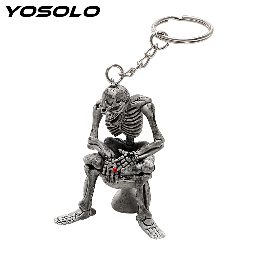 Резиновый брелок YOSOLO для ключей крутой декоративный с черепами в туалете