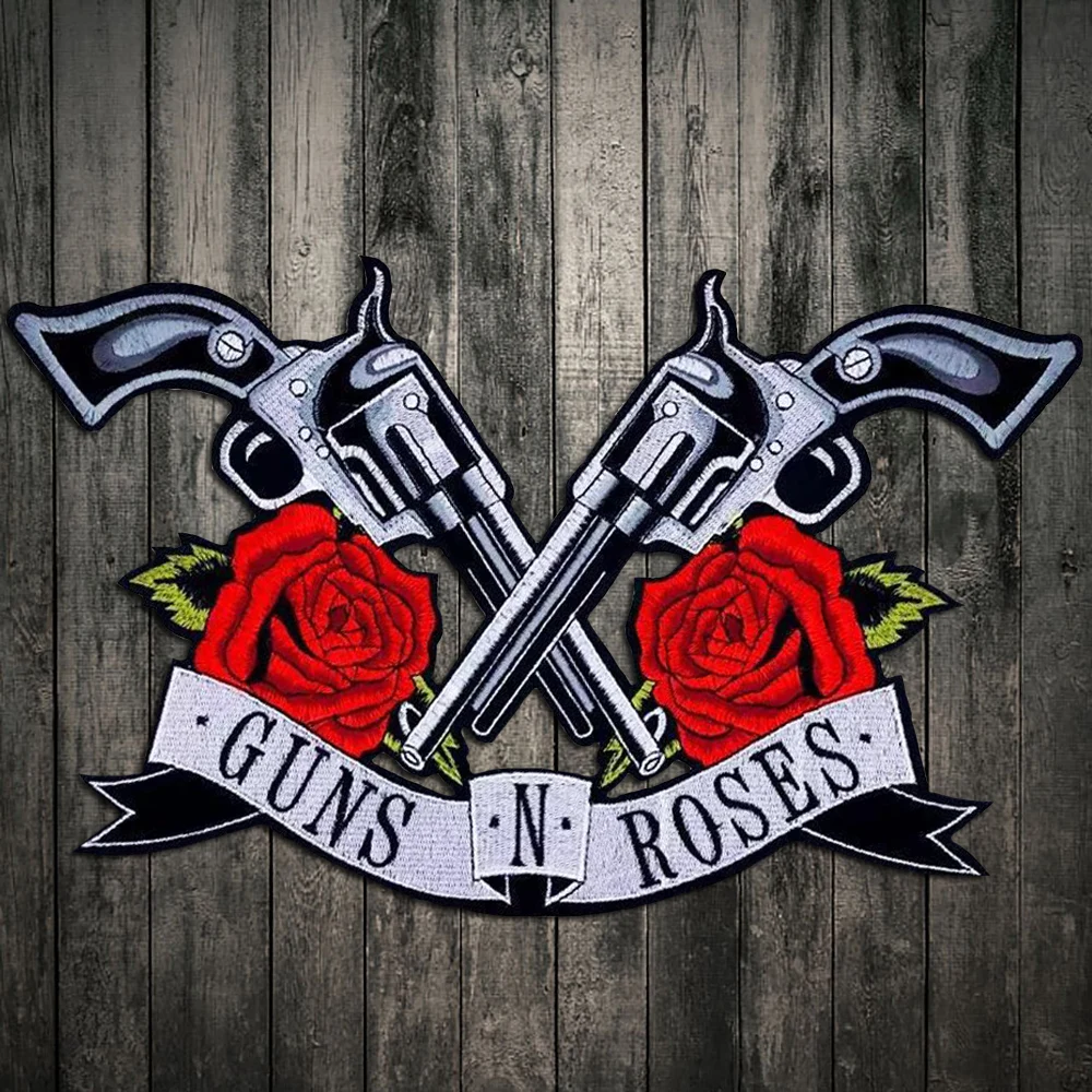 Новинка! Патчи guns Roses 21x36 см патчи с вышивкой и утюгом эта аппликация отлично