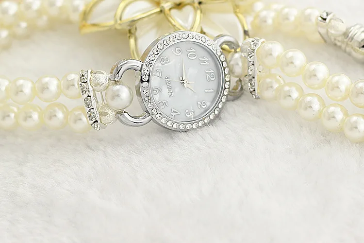 Новинка 2017 жемчужный браслет с цветами настольные женские часы студенческие
