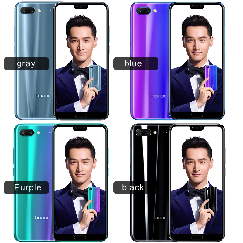 HONOR 10, мобильный телефон, 5,84 дюймов, Android 8,1, Kirin 970, Восьмиядерный, face ID, 2280x1080, Мп+ Мп, NFC