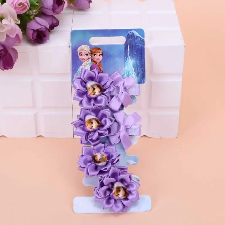 4 шт disney Мультфильм Замороженные зажим для волос Кукла Эльза аксессуары Головные уборы для девочек подарок на день рождения головы резинка для волос косметическое средство для волос круг - Цвет: Черный
