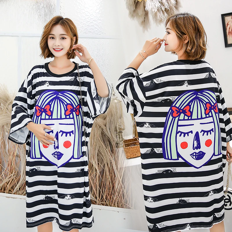 New 2019 Summer Maternity Pregnancy T Shirt Women Cartoon Long Tee Print Dress Pregnant Clothes Funny Loose T-shirt C774 | Мать и ребенок