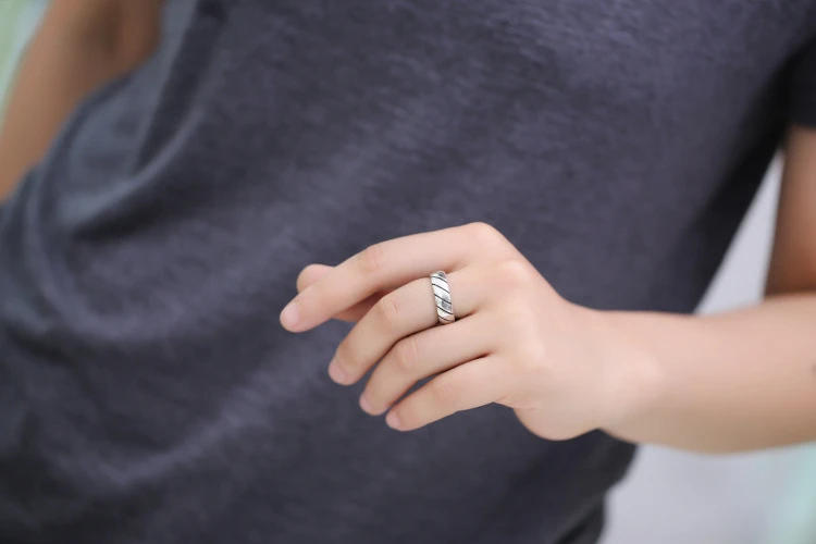 Anel Masculino Anillos 925 кольца из стерлингового серебра для линий дизайн винтажная тайская бижутерия Открытое кольцо для влюбленных лучший подарок