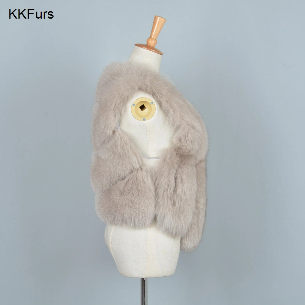 JKKFURS 2021 Новинка весны для женщин из натурального меха лисы жилет жилеты лисьего