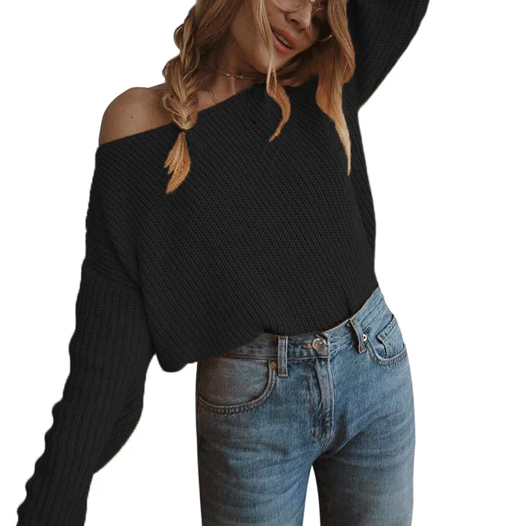 off shoulder pullover womens sweater knitted women long sleeve loose jumpers oversized pull femme plus size 5XL | Женская одежда