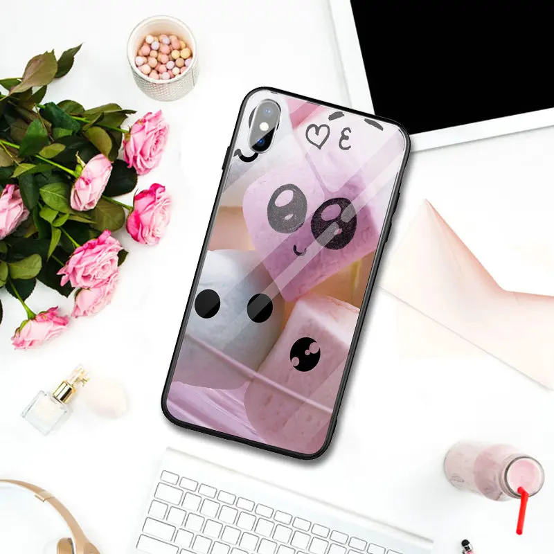 Чехлы для телефонов из закаленного стекла с интересным цветом iPhone 5 5S SE 6 6S Plus 7 7Plus 8