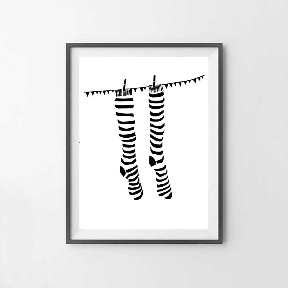 Современные минималистичные художественные абстрактные носки черные и белые