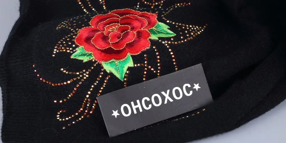 OHCOXOC новинка женские шапочки натуральный Лисий мех помпоны сохраняющие тепло