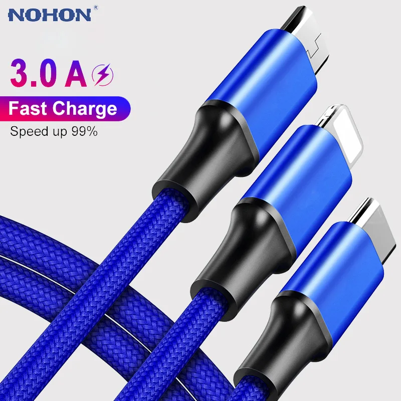 3в1 2в1 USB кабель для iPhone X 8 7 6 Micro usb type C кабель для samsung S9 S8 Быстрая зарядка кабель 3A зарядное устройство короткий длинный шнур