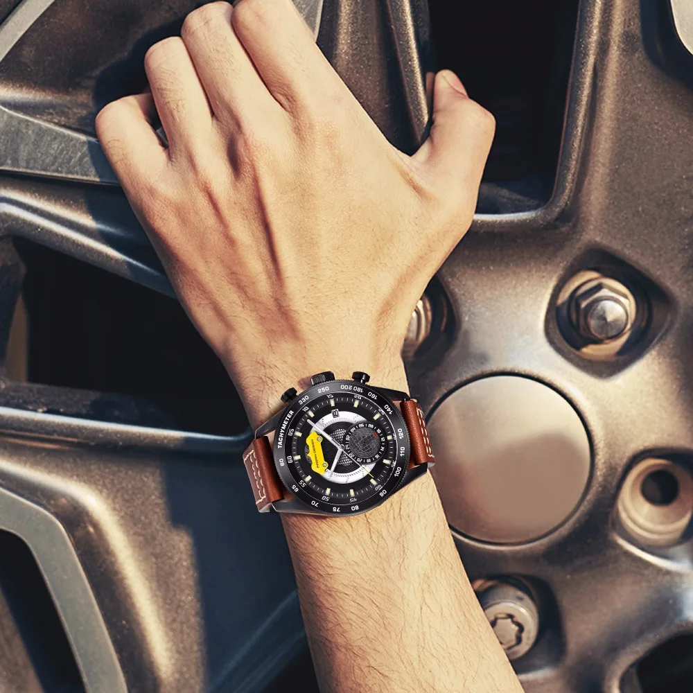 Новинка Pagani модные повседневные роскошные мужские спортивные часы с кожаным