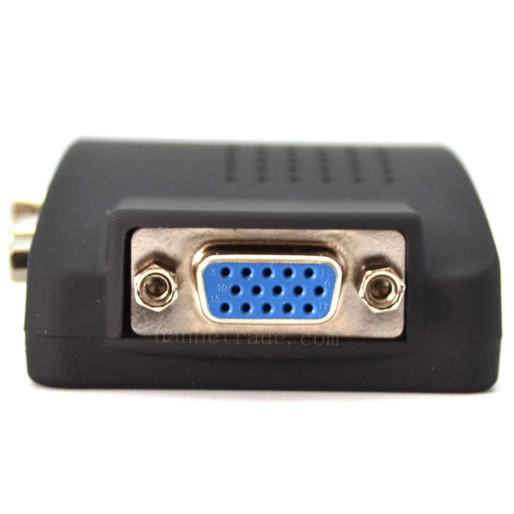 Ssriver ТВ BNC композитный S-Video VGA в к ПК ЖК-дисплей Out конвертер адаптер Box Black |