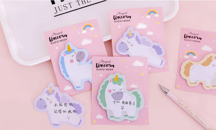Симпатичные Kawaii Единорог блокноты стикеры студенческие мультфильм этикетки канцелярские товары офисные Скрапбукинг Бумажные принадлежности 1 шт