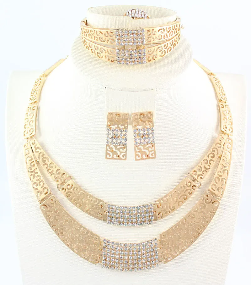 Комплект из колье серёг и браслета с кристаллами|dubai jewelry sets|fashion setjewelry sets |