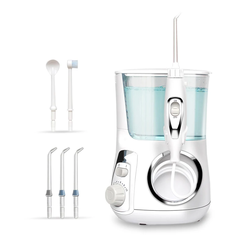 

New Water Flosser Dental Oral Irrigator 5 Jet Tips Electric Teeth Cleaner 800mL Contertop Dental Flosser for Home Water Pick