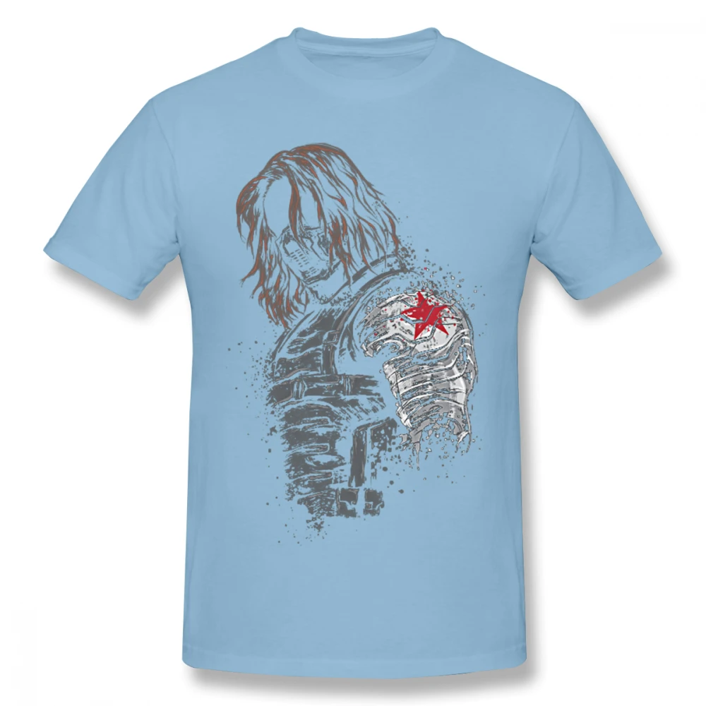 Небесно-голубой Зимний Солдат Bucky Barnes футболка унисекс мягкий хлопок Homme футболка популярная уличная одежда S-6XL размера плюс футболка - Цвет: Небесно-голубой