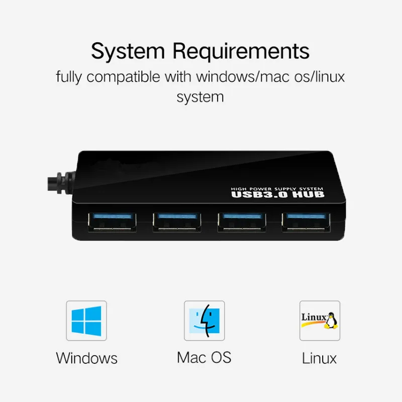USB разветвитель BinFul с 4 портами usb 3 0 и DC портом|usb splitter|3.0 hub4 port |
