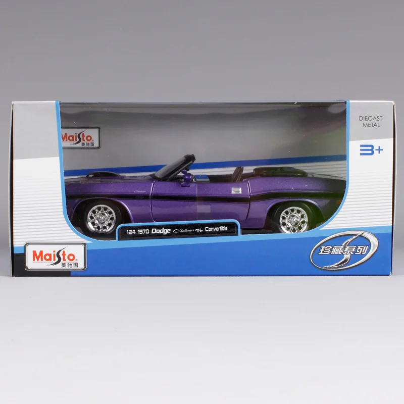 Maisto 1:24 1970 Challenger R/T convertible car diecast for Dodge vintage purple model motorcar collecting fans 31264 |