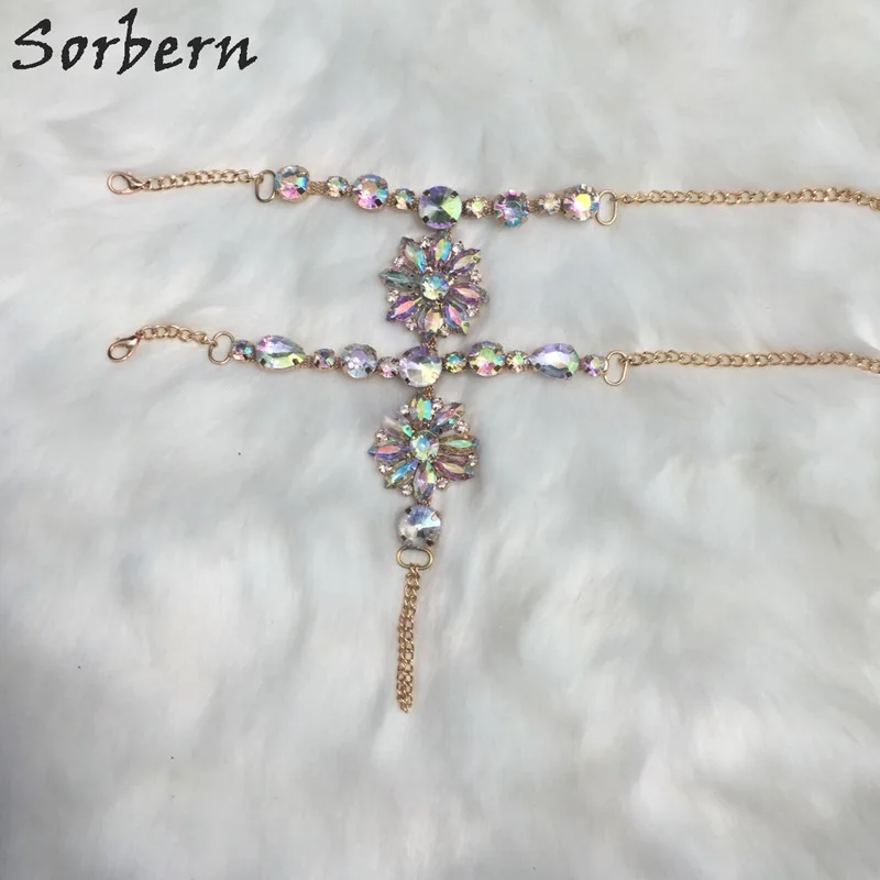 Sorbern красочные кристаллы ноги цепочки на пальцы аксессуары для обуви пляжные