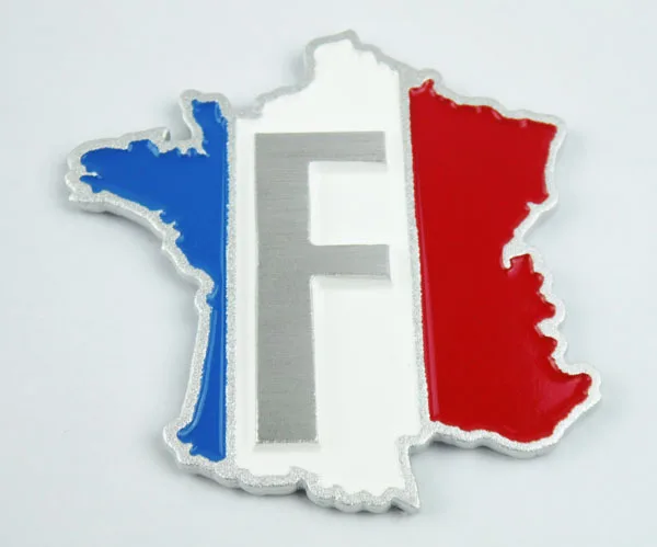 3D Алюминий Авто ФРАНЦИЯ ФРАНЦУЗСКАЯ map флаг эмблемы Стикеры | Автомобили и