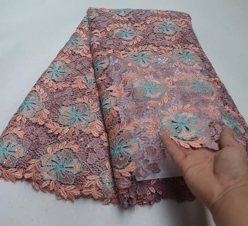 

Nigerian lace Fabric 2019 African Cord Lace High Quality Nigerian Guipure Cord Lace Fabric For Wedding Dress TS8122
