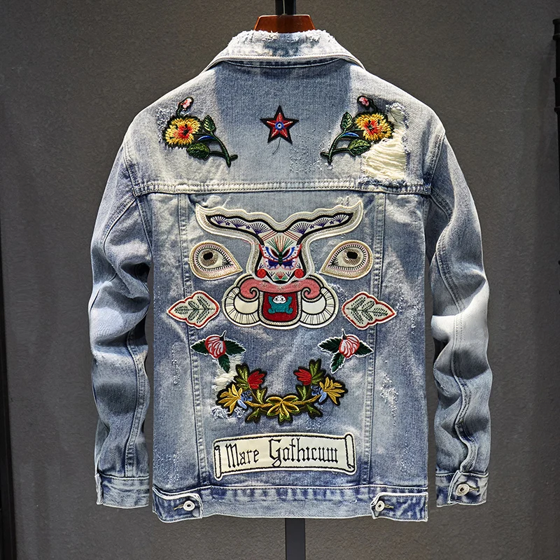 Высококачественная Женская куртка с вышивкой, дизайнерская джинсовая куртка с цветочным принтом, винтажные шорты с длинным рукавом, новинка, Весенняя женская джинсовая куртка
