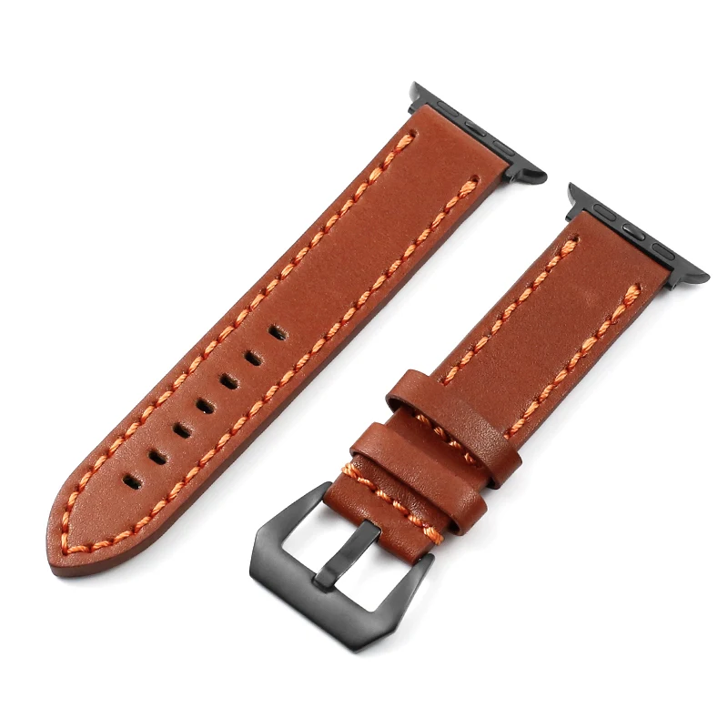 Black-Light Brown Кожаный ремешок Carouse ручной работы для Apple Watch 38 мм 42 мм и ремешок для Apple Watch 40 мм 44 мм серия 4 3 2 1 iWatch браслет - Band Color: Black-Light Brown