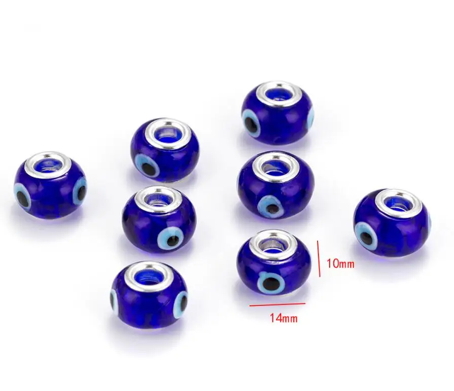 1 MEIBEADS, 10 шт./лот, голубые стеклянные бусины, круглые, золотые, со сглаза, лэмпворк, чешские бусинки с большими отверстиями, очаровательные, подходят для бусин, амулеты, браслеты - Цвет: 1