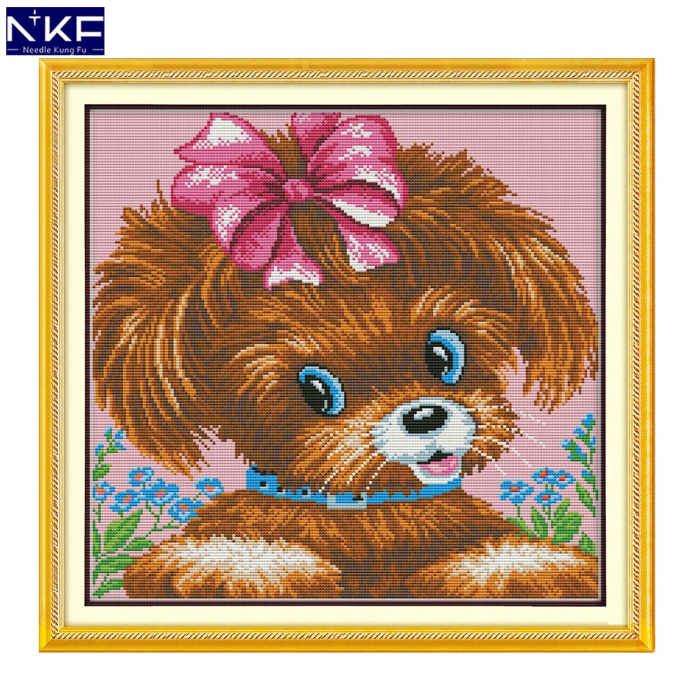 

NKF A Pretty Puppy Cross Stitch Set Handmade Craft Needlework Cross-Stitch Embroidery Kit Cross Stitch for Home Decor