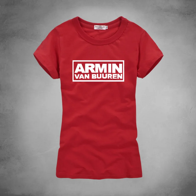 Бренд Armin Van buuren с принтом Новинка 100% хлопок Для женщин рубашка короткий рукав