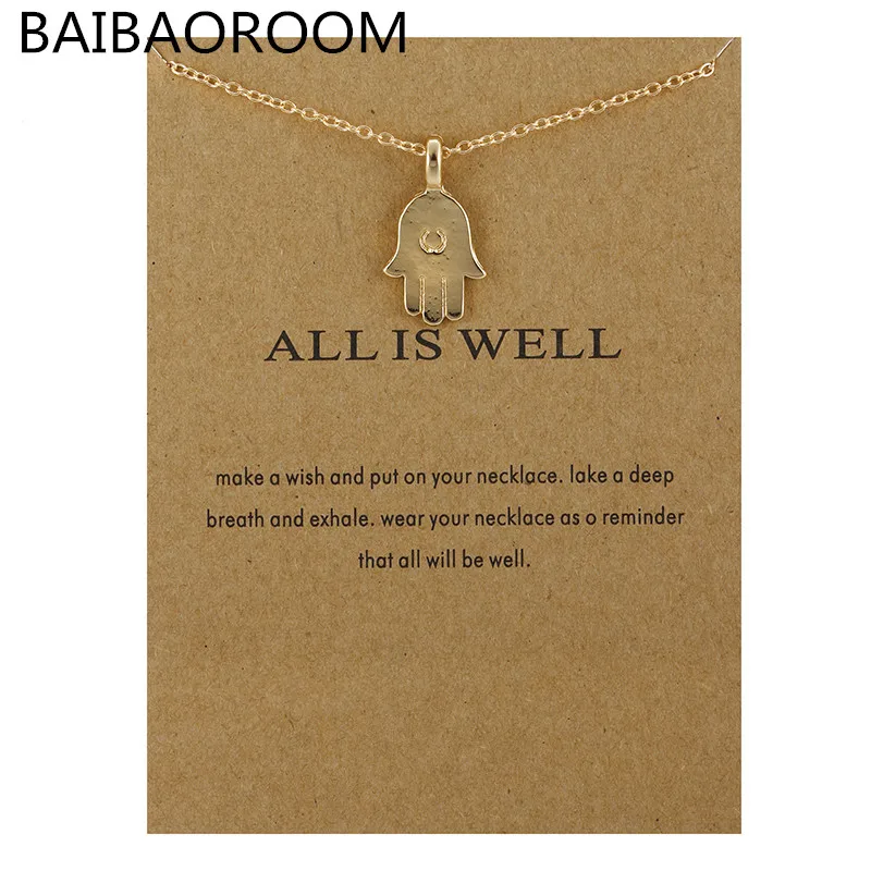 12 шт. модные ювелирные изделия ожерелья и подвески золотого цвета All Is Well Хамса