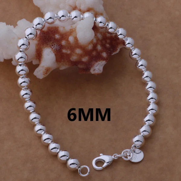 Женский браслет с бусинами Будды 6 мм ювелирное изделие из стерлингового серебра