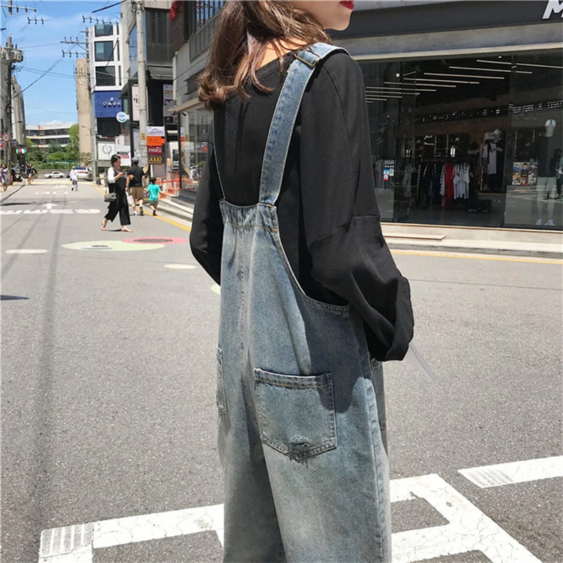 

Jumpsuits Women Pockets Leisure Daily Ankle-length Pant Loose Simple All-match Korean Style Bodysuit Womens Soft Trendy Chic