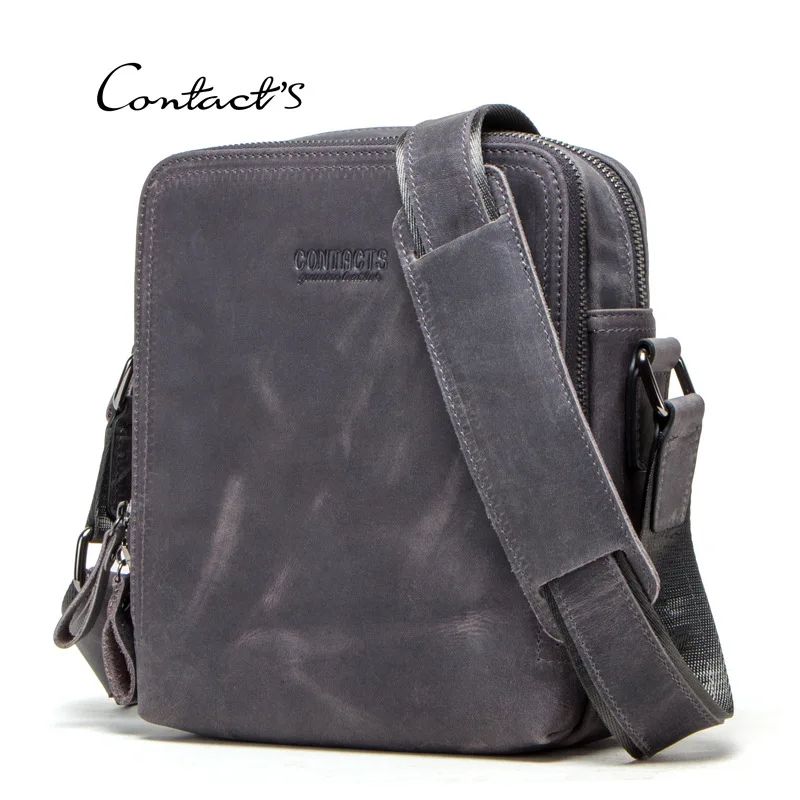 Men Bag Crazy Horse Leather Messenger Back Male Shoulder Fashion Crossbody Flap Business Travel Ipad Handbags father's day Gift