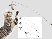 usd1 98pc free shipping pet cat fishing rod playing toys cat teaser feather bird 20pcslot