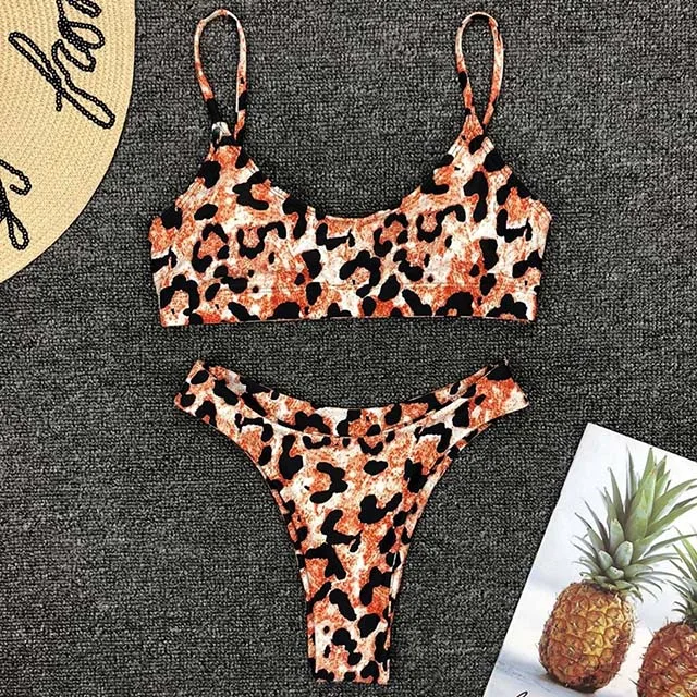 B530Leopard3 Сексуальный змеиный принт бразильский женский купальник бикини Женская одежда для плавания леопардовый комплект бикини купальный костюм с пуш-ап одежда для плавания - Цвет: B530Leopard3