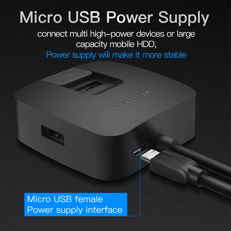 Vention 4 порт usb-хаб 2,0 с Micro USB Мощность Интерфейс& держатель телефона USB разветвитель адаптер для карта для ноутбука считыватель компьютерами стол
