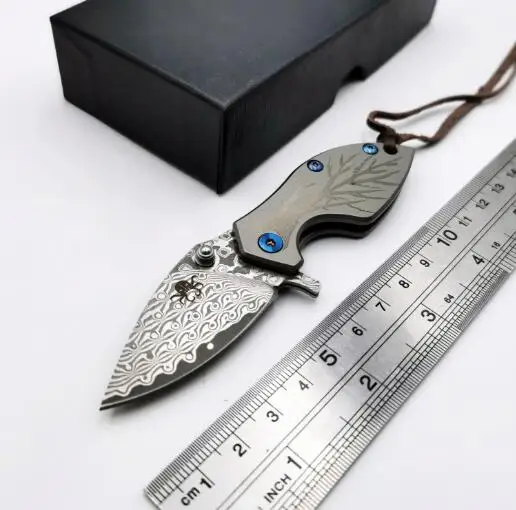 Type B Mini Folding Knife Damascu / D2 Blade Carbon Fiber Handle Outdoor Camping Survival Gift Diving Knives Hunting Tactical EDC Tools - Цвет: Type B