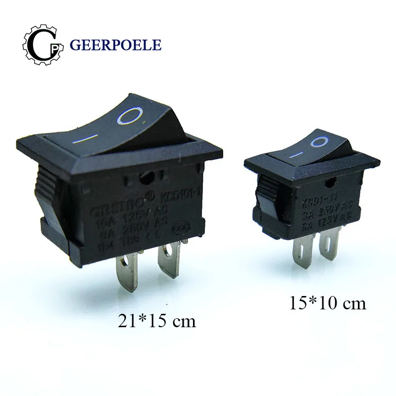 10 шт./лот KCD1 2 Pin 250V 3A 21*15/15*10 лодочный переключатель защелкивающийся вкл/выкл SPST