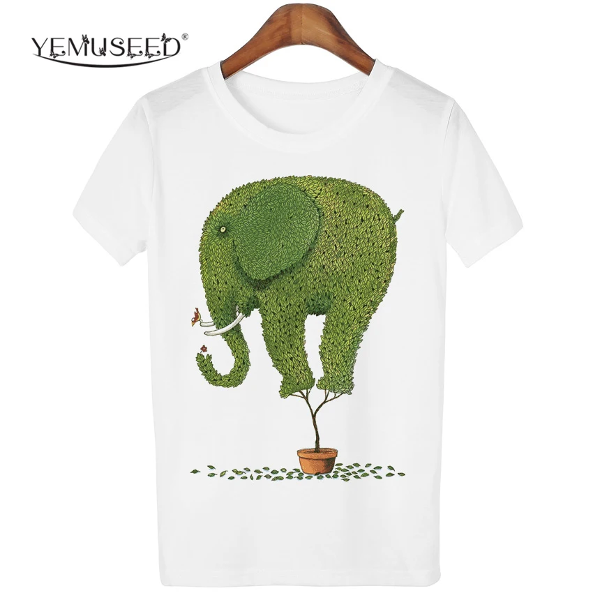 Женская футболка с коротким рукавом и принтом слона | Футболки