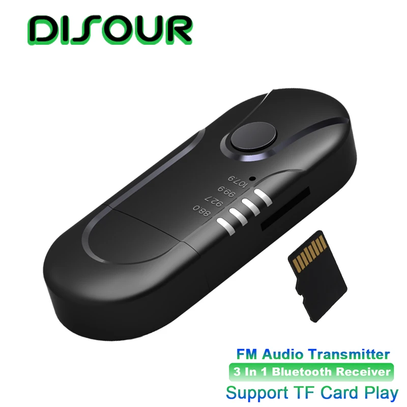 Автомобильный Bluetooth приемник 3 в 1 USB 5 мм FM передатчик поддержка TF карты