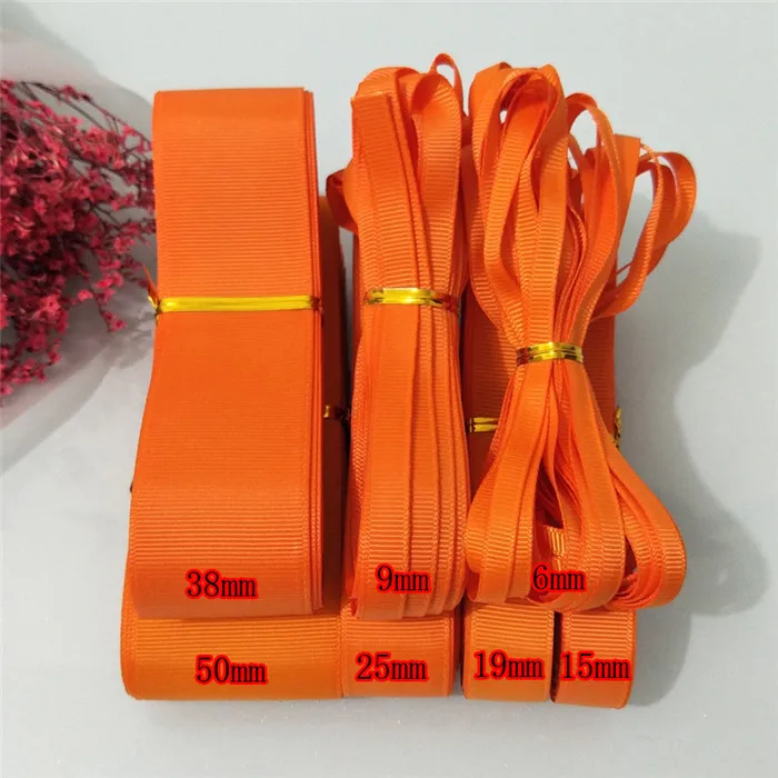 Orange 0668 10 ярдов(9 метров) Выберите Размер 6 мм 9 мм 15 мм 19 мм 25 мм 38 мм 50 мм Ширина полиэстер однотонные ленты - Цвет: Orange 0668