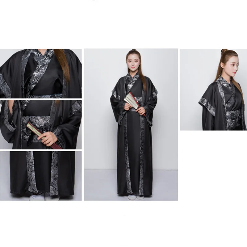 Мужской черный Hanfu Китайский национальный танец костюм Хана династии Косплей Одежда для сцены фестиваль наряд Восточное представление одежда DC1841